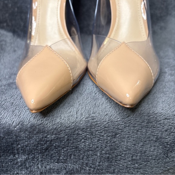 Schutz Cendi Pumps Size 6.5B Stilleto Pointed Toe Clear Vinyl and Patent Leather - Picture 5 of 13